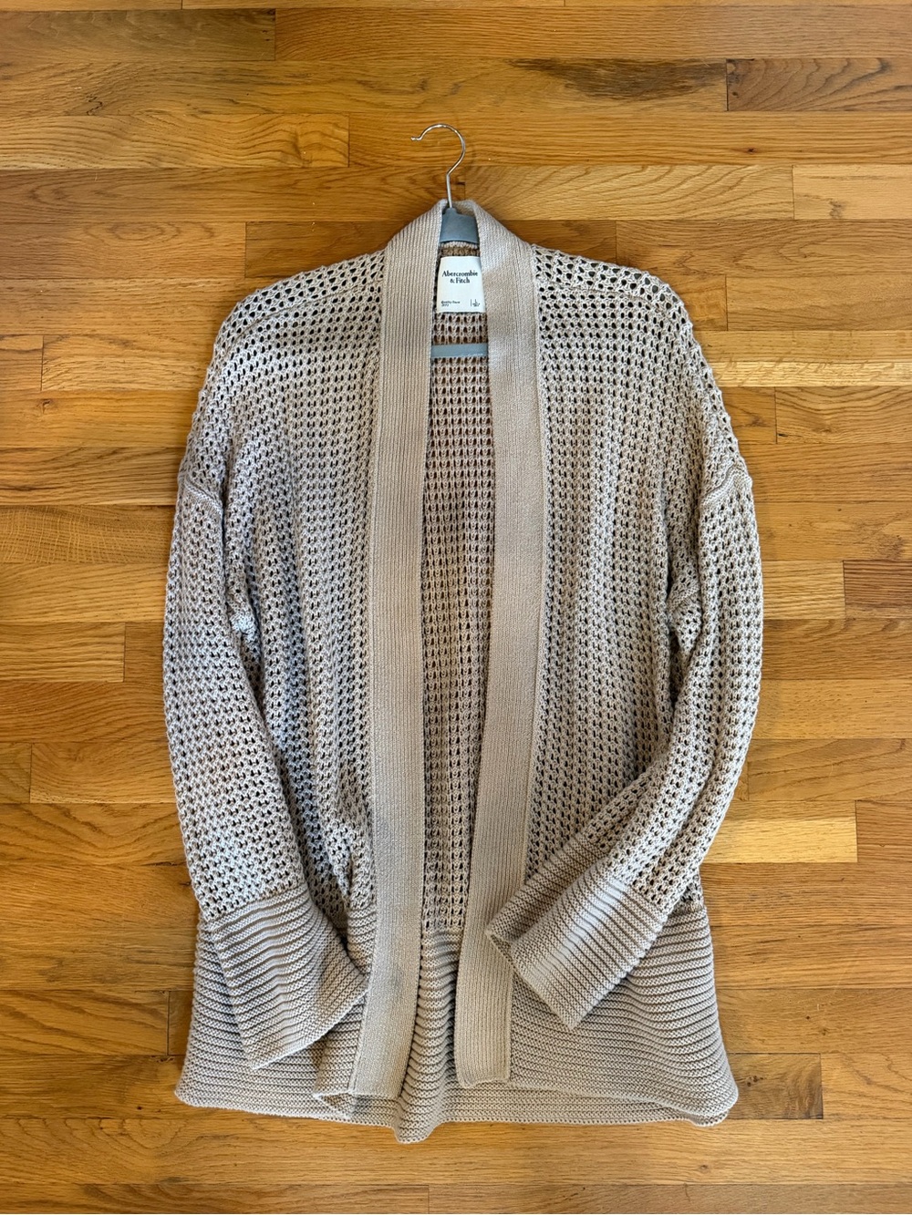 Abercrombie & Fitch Open-Weave Shawl Cardigan - Beige